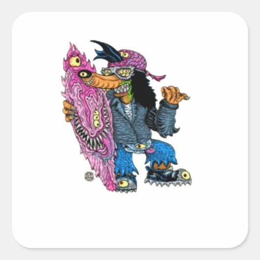 Gemuteerde vrienden vierkante sticker (Voorkant)