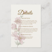 Gemutte Blush Magnolia Wedding Details Kaart (Voorkant)