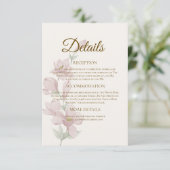 Gemutte Blush Magnolia Wedding Details Kaart (Staand voorkant)