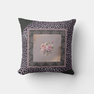 Gemutte lavendel roos grunge stijl floral canvas t kussen