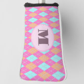 Gemutte Roze preppy argyle aangepaste monogram dam Golfheadcover (Draai 90)