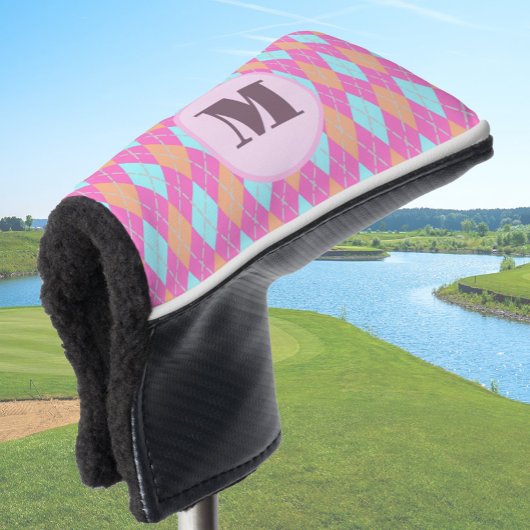 Gemutte Roze preppy argyle aangepaste monogram dam Golfheadcover