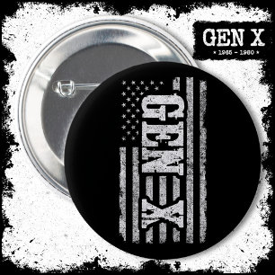 Gen X Gen Xer Generation X Amerikaanse vlag Gen X Ronde Button 5,7 Cm