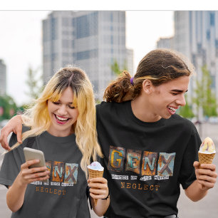 Gen x opgehoogd op slang water en verwaarlozing t-shirt