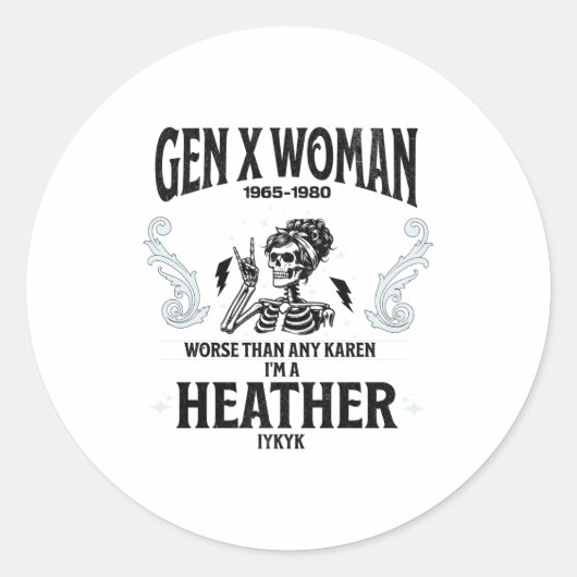 Gen X Woman Funny  Ronde Sticker (Voorkant)