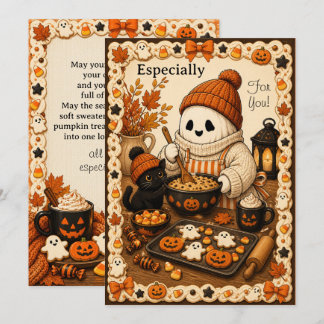 Genaaid Geesten Knus Halloween Bak- Herfstgroet Feestdagenkaart
