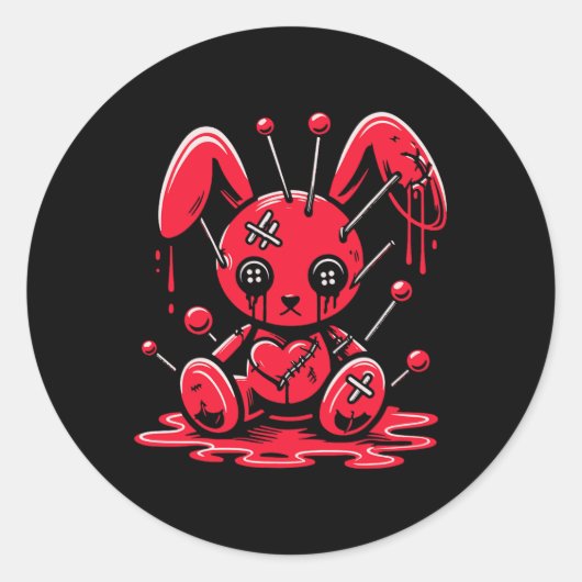 Genaaide Bunny Rabbit Pastel Gothic Anime Kawaii G Ronde Sticker (Voorkant)