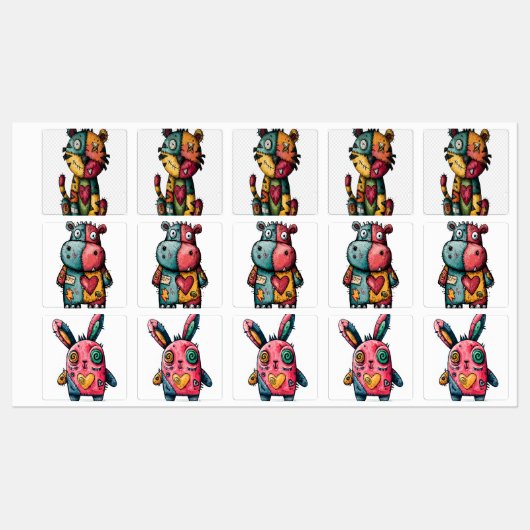 Genaaide Sticker Pack – Bunny, Hippo & Tiger Cat (Vel)