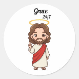 Genade 24/7 - Jezus reageert Ronde Sticker