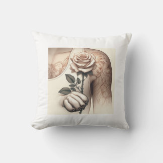 Genade en kracht: de leeuwin en het Roos tatoeage Kussen