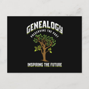Genalogist die de familieboom-cadeau bewaart briefkaart