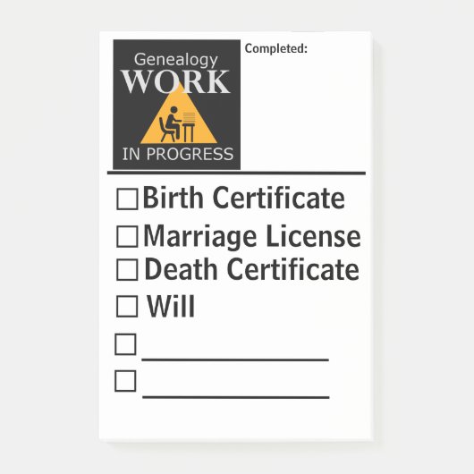 Genalogisten registreren het bewaren van post post-it® notes (Voorkant)