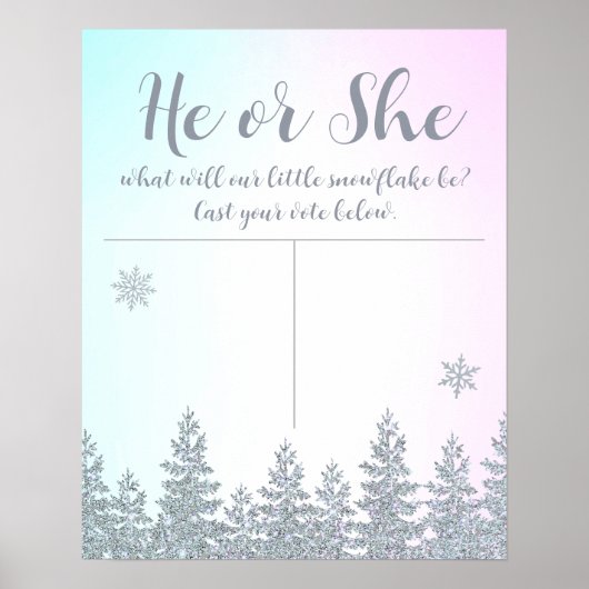 Gender Guess Vote He Or She Winter Snowflake Poster (Voorkant)