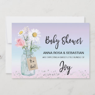 *~* Gender Mason Jar Floral Rustic Baby shower  Kaart