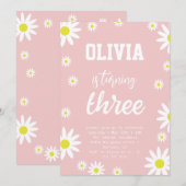 Gender Neutraal Daisy 3e verjaardagsfeestje Boho W Kaart (Voorkant / Achterkant)