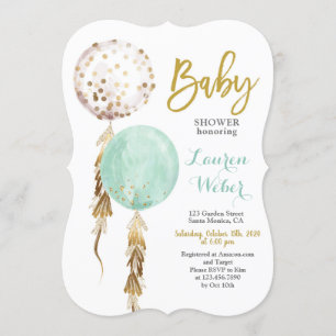 Gender Neutral Balloons Baby shower Invitation Kaart