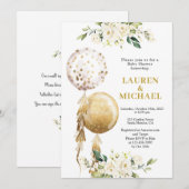 Gender Neutral Balloons Baby shower Invitation Kaart (Voorkant / Achterkant)
