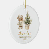 Gender Neutral Bear First Christmas Keepsake  Keramisch Ornament (Rechts)