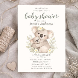Gender Neutral Cottagecore Boho Koala Baby Shower Kaart