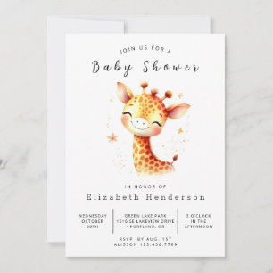 Gender Neutral Custom Giraffe Baby shower Kaart