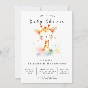 Gender Neutral Custom Giraffe Baby shower Kaart