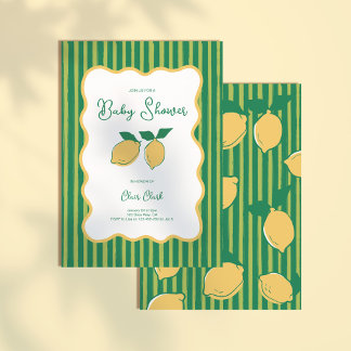 Gender Neutral Lemon Minimal Baby Shower Kaart