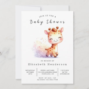 Gender Neutral Online Giraffe Baby shower Kaart