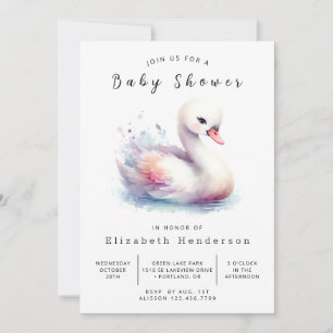 Gender Neutral Online Swan Baby shower Kaart