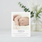 Gender Neutral Photo Baby Announcement Card (Staand voorkant)