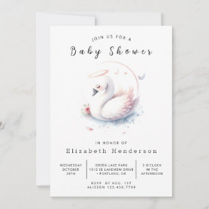 Gender Neutral Printable Swan Baby shower Kaart