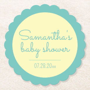 Gender Neutral Shower Scalloped Coasters Kartonnen Onderzetters