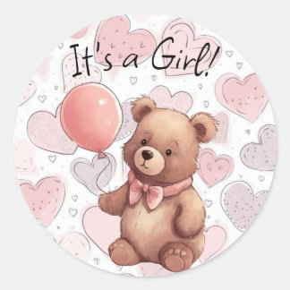 Gender onthullen Het is een meisje roze Ronde Sticker