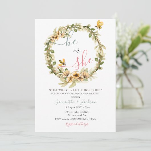 Gender onthullen Hij of zij is uitgenodigd Kaart (Staand voorkant)