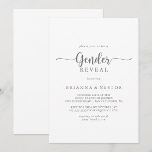 Gender onthullen minimalistische kalligrafie parti kaart