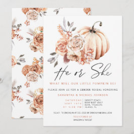 Gender onthullen Pompoenuitnodiging, Herfst hij of Kaart