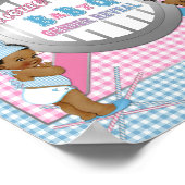Gender onthullen Roze Blue Gingham Baby Q BBQ Post Poster (Hoek)
