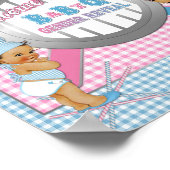 Gender onthullen Roze Blue Gingham Baby Q BBQ Post Poster (Hoek)