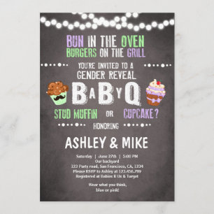 Gender onthullen Uitnodiging BabyQ BBQ Couples Sho