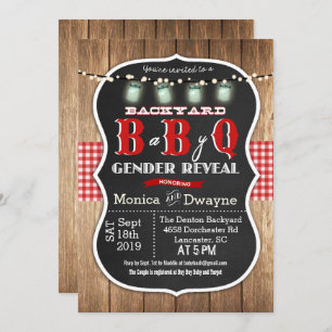 Gender onthulling Baby Q BBQ Uitnodiging