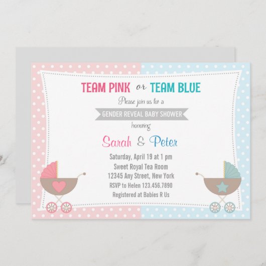 Gender onthulling Baby shower Uitnodiging (Voorkant / Achterkant)