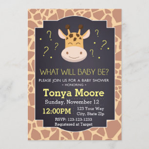 Gender onthulling Giraffe Baby shower Uitnodiging