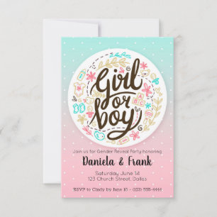 Gender onthulling Uitnodiging Baby shower Jongen o