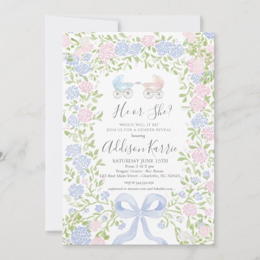 Gender Reveal Baby Shower invitation (Devant)