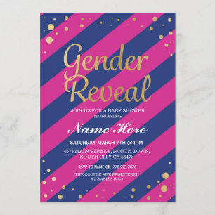 Gender Reveal Baby shower Roze Blauw Goud Uitnodig Kaart