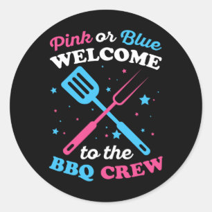 Gender Reveal BBQ Design voor een BBQ-liefhebber Ronde Sticker