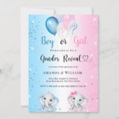 Gender reveal blue pink boy girl elephants kaart (Voorkant)