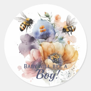 Gender Reveal Boy Baby zal zijn Ronde Sticker