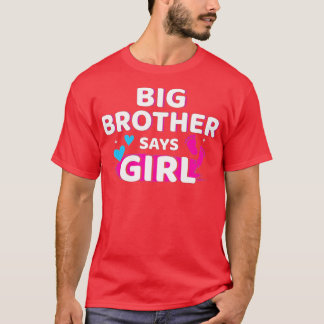Gender reveal brother says girl matching baby part t-shirt