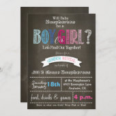 Gender Reveal Chalkboard Uitnodiging 5 x 7 (Voorkant / Achterkant)