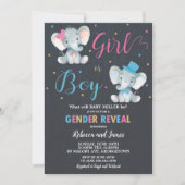 Gender Reveal Elephant Baby Boy of Baby Girl Kaart (Voorkant)